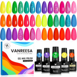VANREESA Juego de 24 esmaltes de uñas de gel de neón, colores brill...