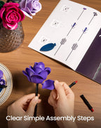 iATOM Juego de construcción de ramo de flores, kits de colección botánica de rosas moradas para mujeres adultas, regalo para el día de la madre para ella/mamá/novia/esposa/pareja, decoración gótica moderna de mesa para el hogar y la oficina