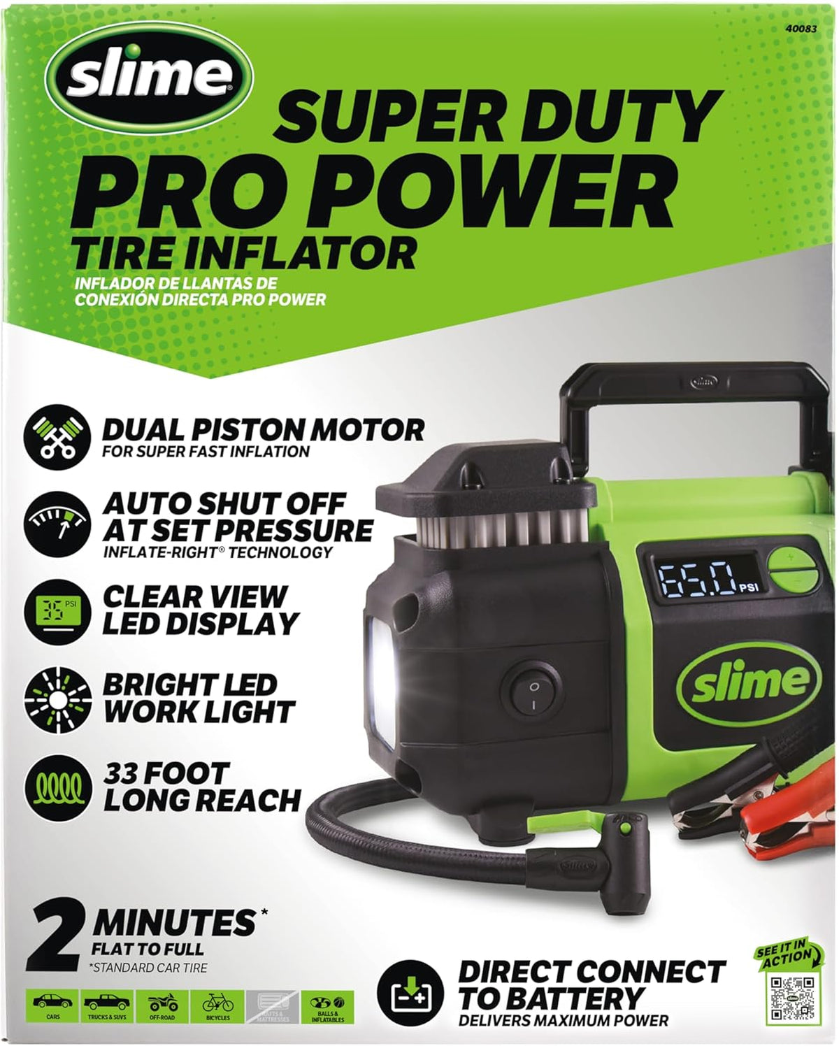 Slime 40083 Inflador de neumáticos, Super Duty Pro Power, conexión...
