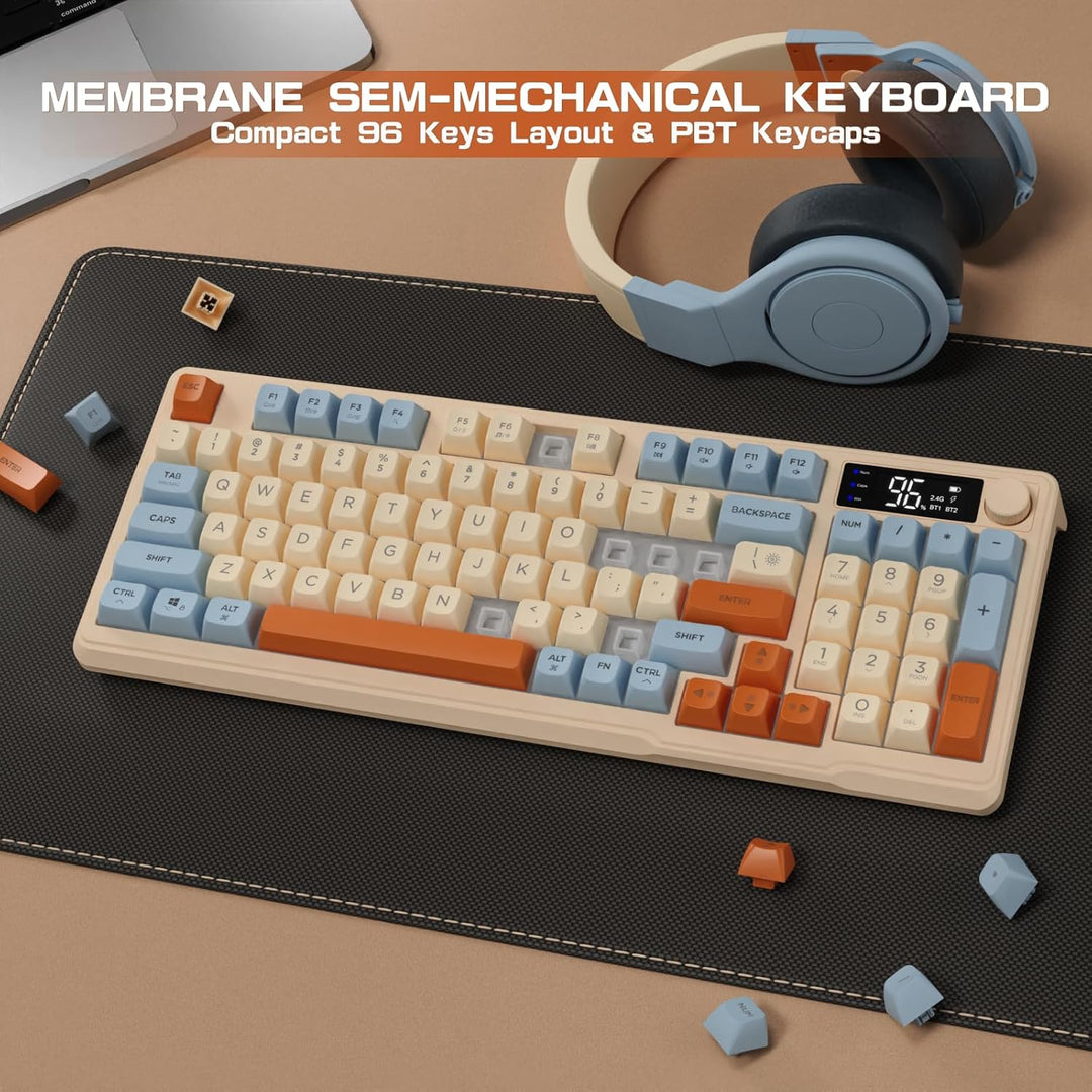 LexonElec M96 Teclado Inalámbrico para Juegos, Control de Perilla B...