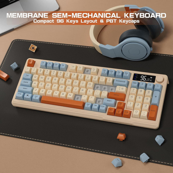 LexonElec M96 Teclado Inalámbrico para Juegos, Control de Perilla B...