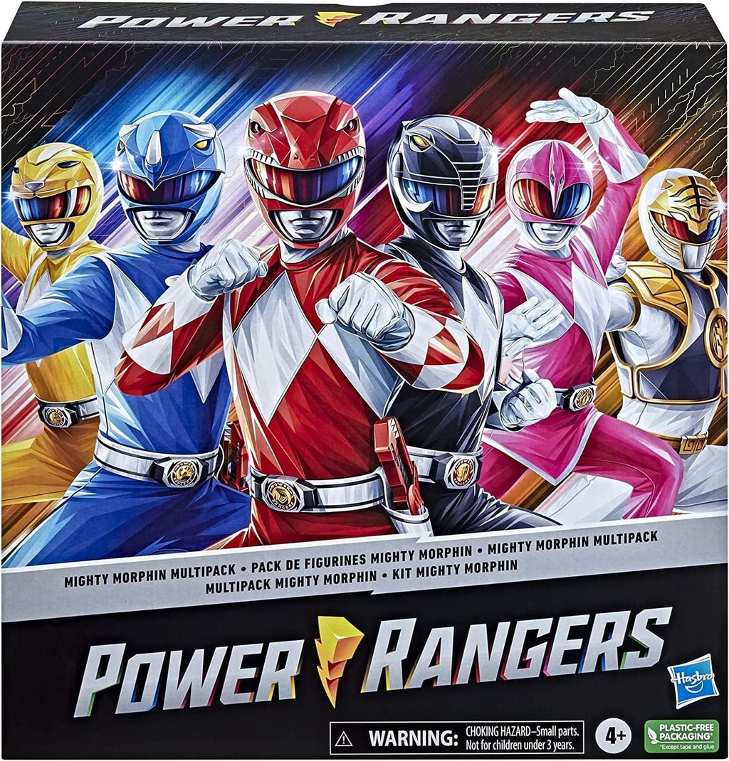 Power Rangers Mighty Morphin - Paquete de 6 figuras de acción de 12 pulgadas, juguetes con accesorios para niños de 4 años en adelante (exclusivo de Amazon)