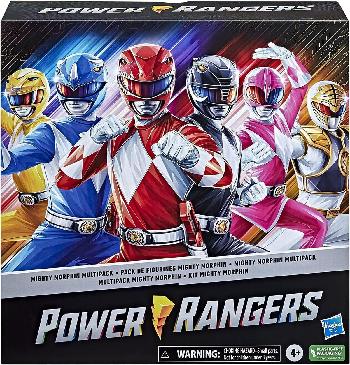 Power Rangers Mighty Morphin - Paquete de 6 figuras de acción de 12 pulgadas, juguetes con accesorios para niños de 4 años en adelante (exclusivo de Amazon)