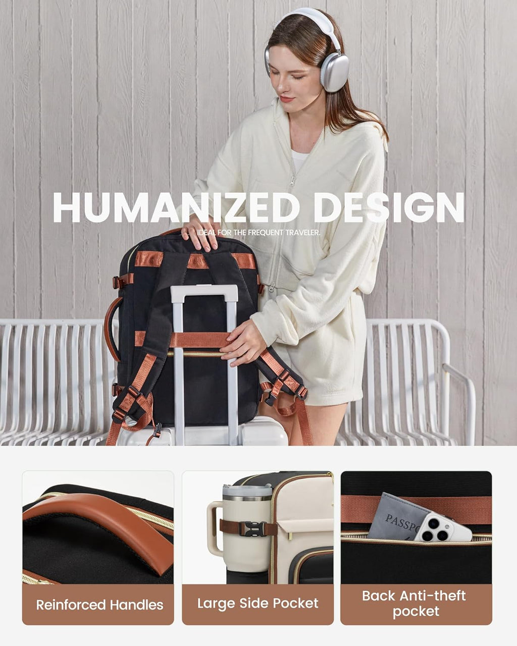 LOVEVOOK Mochila de viaje para mujeres y hombres, mochila de mano y...