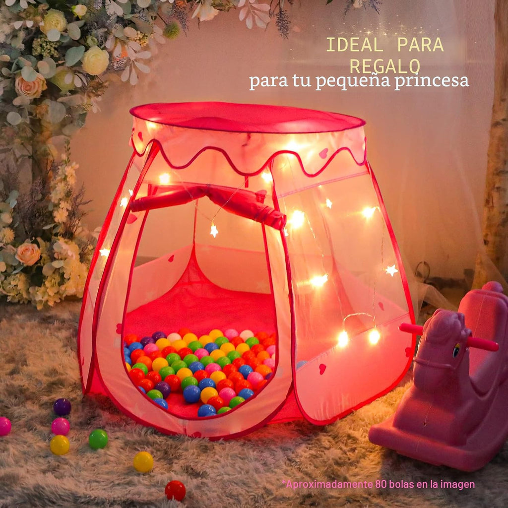 Pits de bolas con 50 bolas, tiendas de campaña emergentes para niños con luces de estrellas