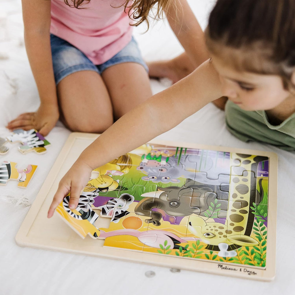 Melissa & Doug Juego de rompecabezas de 3 rompecabezas: dinosaurios, océano y safari