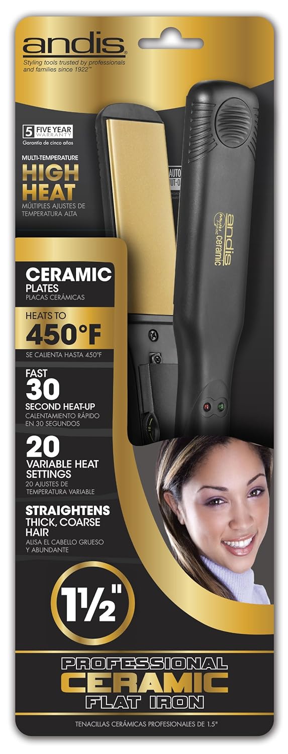 Andis Plancha de cerámica para el cabello, Negro