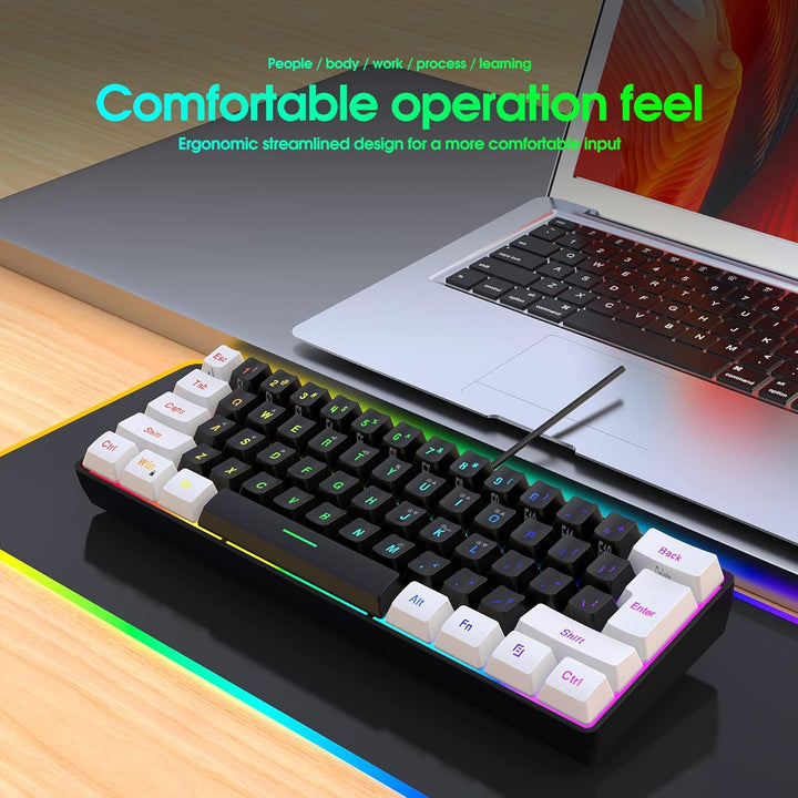 Snpurdiri 60% Teclado para videojuegos con cable, pequeño teclado p...