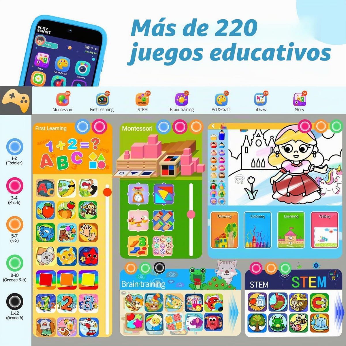 MOMILLA Juguetes para Niños - Teléfono inteligente de 3.97 pulgadas, más de 220