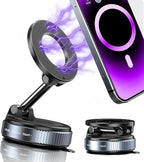 snanlen Soporte magnético de teléfono mejorado al vacío de 360°, soporte magnético para teléfono para automóvil, soporte de teléfono con ventosa manos libres para automóvil/gimnasio/espejo/ducha