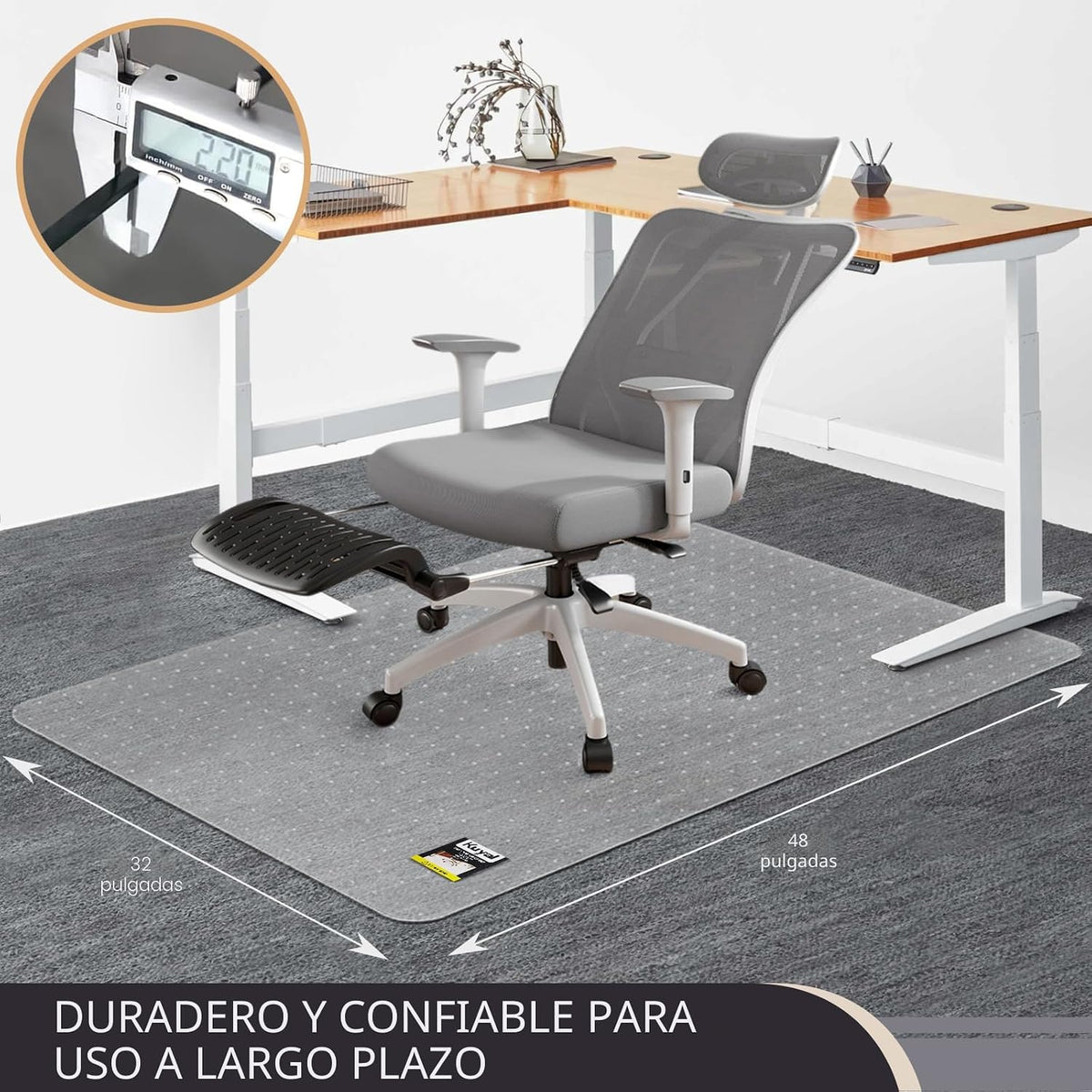 Lámpara Kuyal - Tapete para silla de oficina, transparente, resistente, para silla de computadora