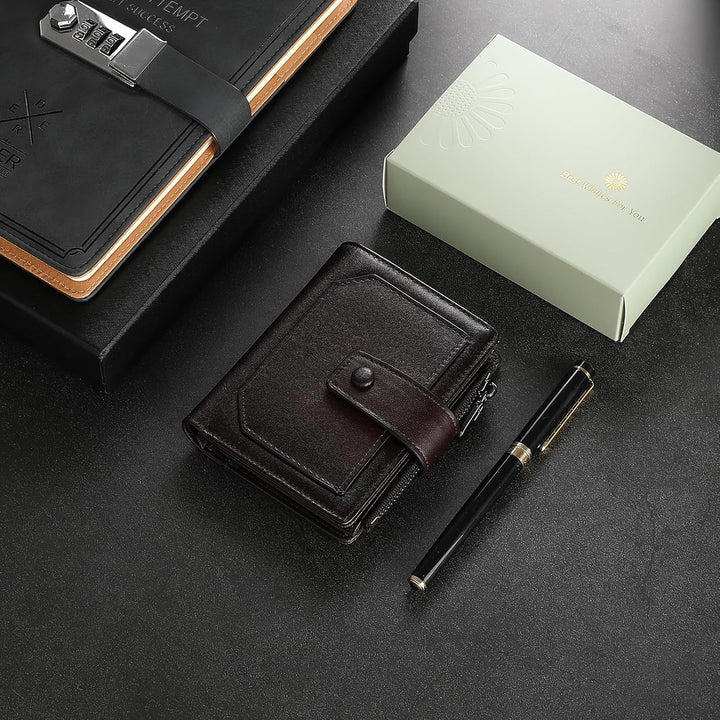 GAEKEAO Billeteras de cuero genuino para hombre con cremallera, blo...