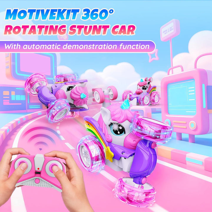 Motivekit Coche de juguete a control remoto de unicornio para niña,...