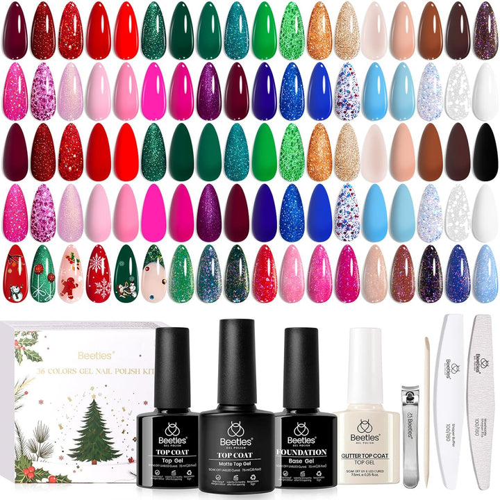 Beetles - Juego de esmaltes de uñas de gel, esmalte de gel con purp...