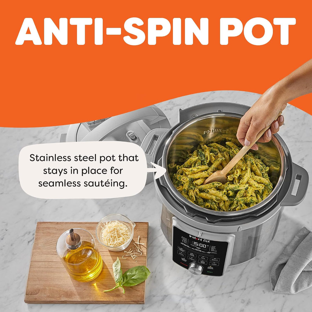Instant Pot, olla a presión eléctrica de 8 cuartos de galón Whisper Quiet 9 en 1, arrocera de cocción lenta, vaporera, olla para saltear, máquina de yogur, calentador y esterilizador, aplicación con