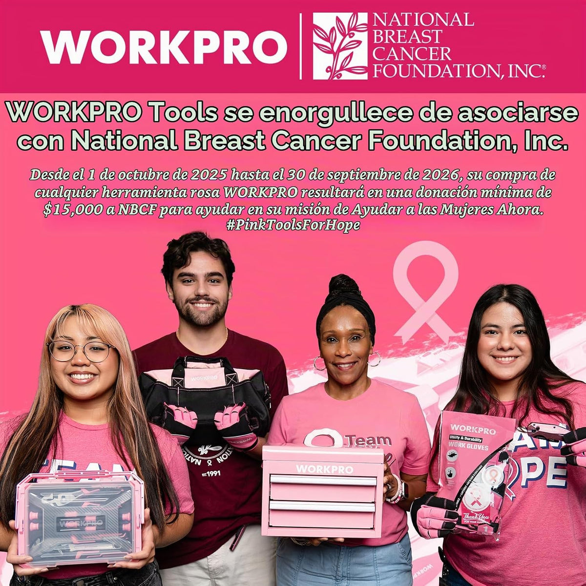 WORKPRO Taladro Atornillador Inalámbrico Rosa de 20V de Iones de Litio, 1 Batería, Cargador y Bolsa de Almacenamiento Incluidos - Cinta Rosa