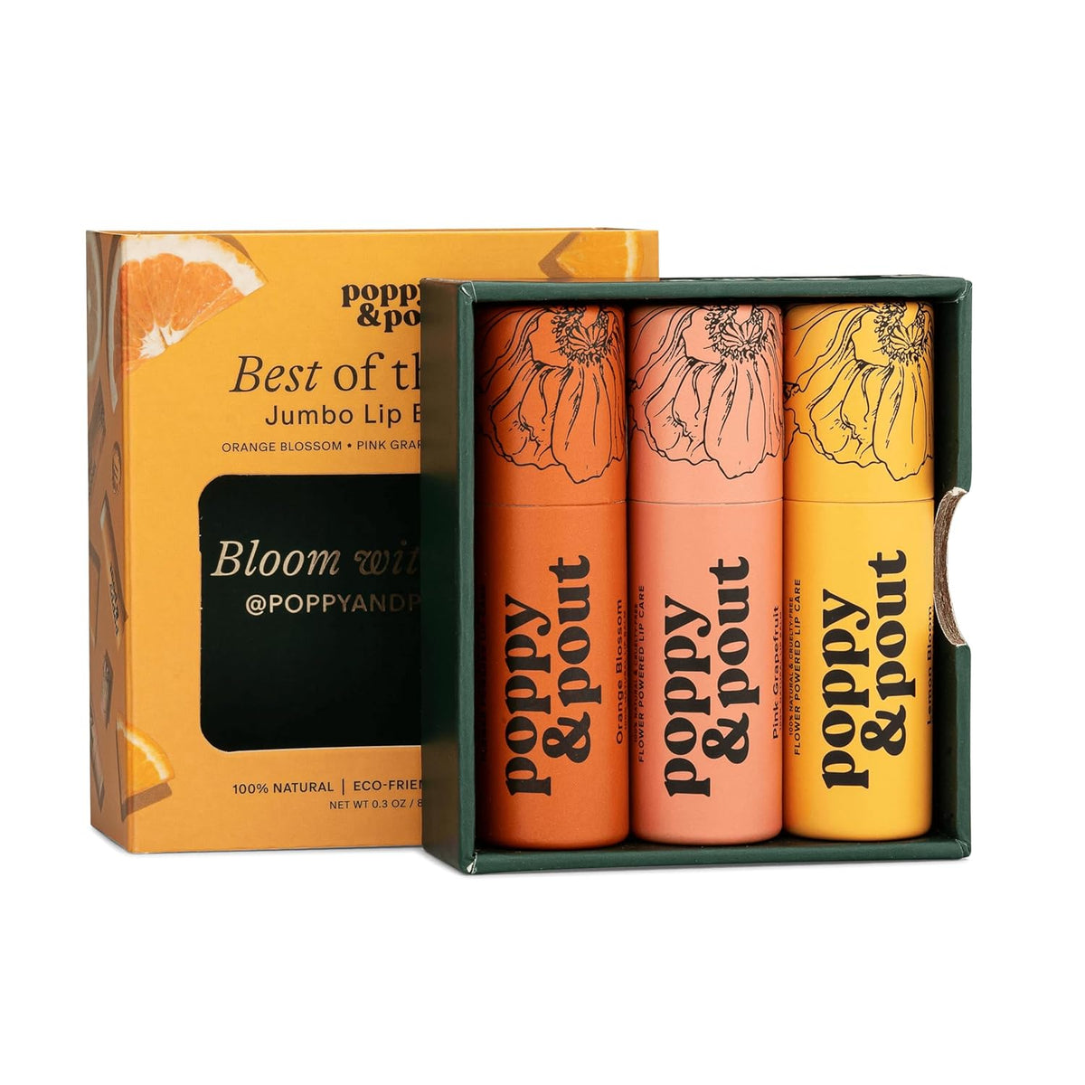 Paquete de 3 unidades + caja de regalo, bálsamo labial Poppy &amp;...