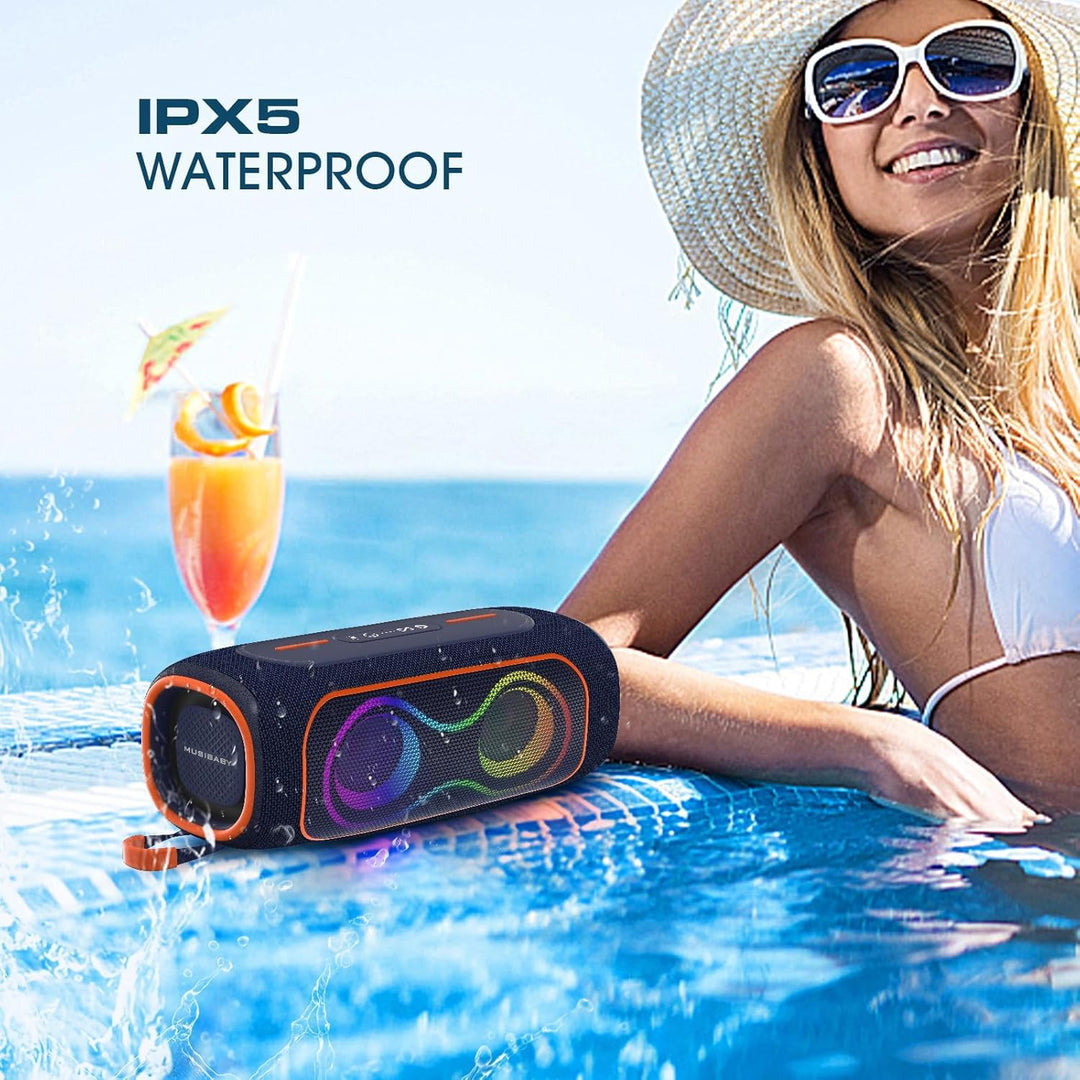 Musibaby Altavoz Bluetooth de 80 W, altavoz inalámbrico portátil co...