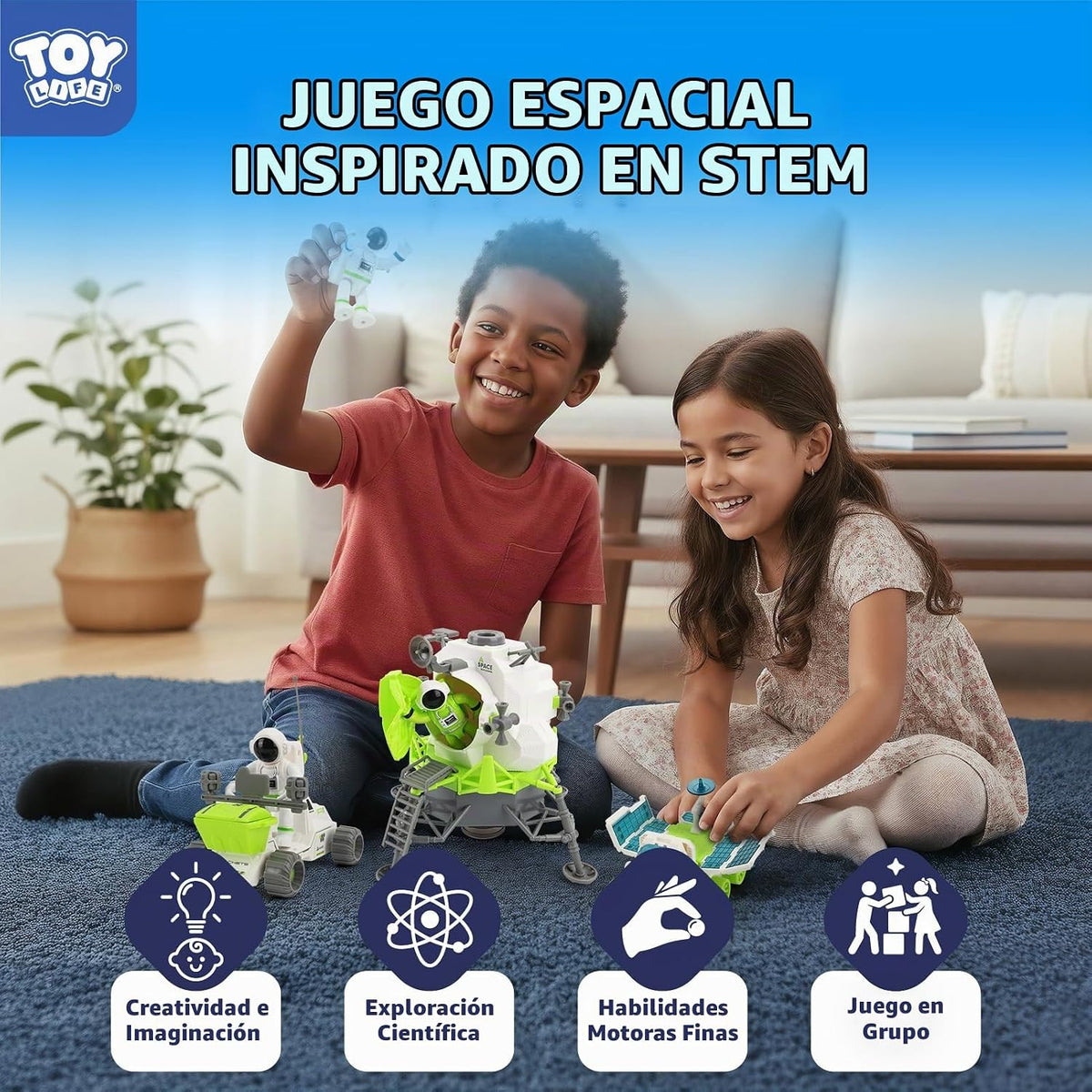 TOY Life Juguete espacial lunar para niños de 3 a 5 años, juguete de cohete con juguetes de astronauta, juego de cohetes de aventura espacial, juguetes de nave espacial para niños, juguetes de cohetes