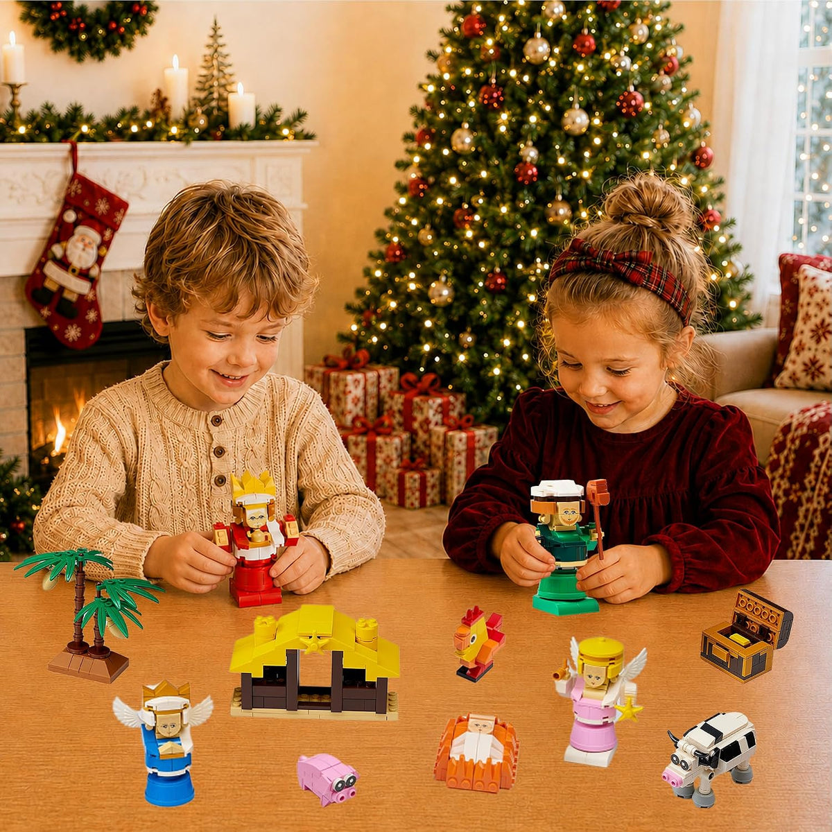 Calendario de Adviento de Nativity 2026 para niños, juego de bloques de