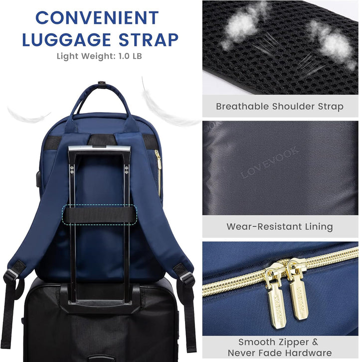 LOVEVOOK - Mochila para portátil de mujer, mochila de trabajo de mo...