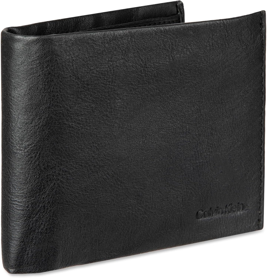 Calvin Klein Billetera plegable minimalista de piel RFID para hombr...