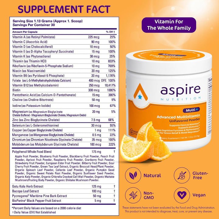 Multivitamínico avanzado Aspire Multi+™ para niños, hombres y mujer...