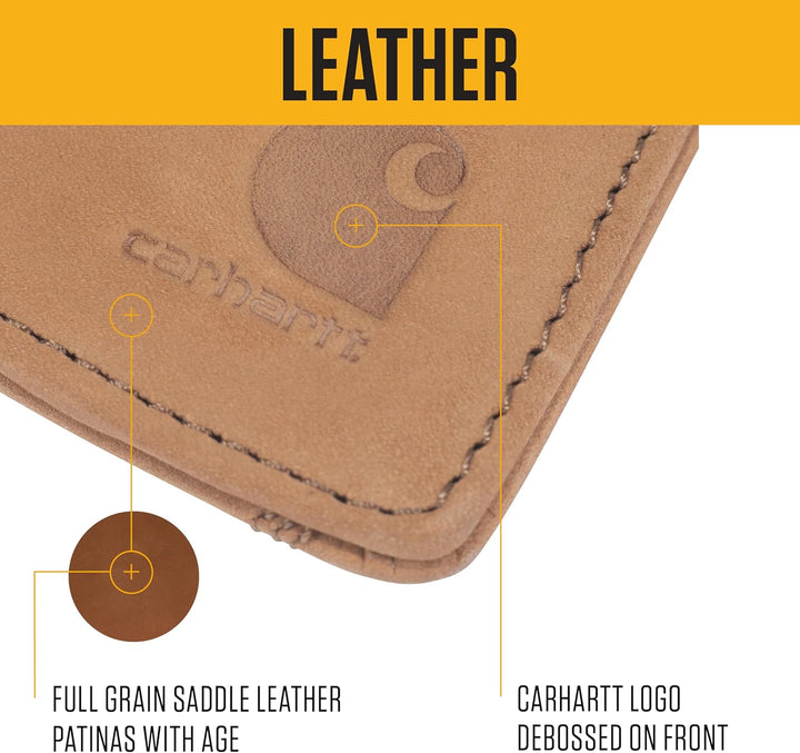 Carhartt Carteras de Cuero de Grano Completo para Hombre, Bloqueo R...