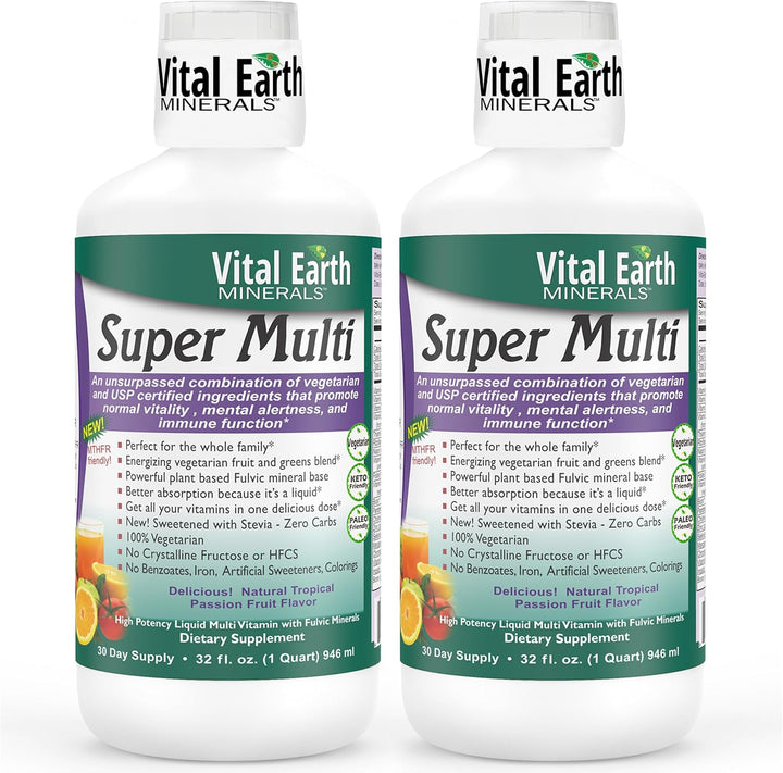 Vital Earth Minerals Super Multi Paquete de 2 multivitaminas líquid...