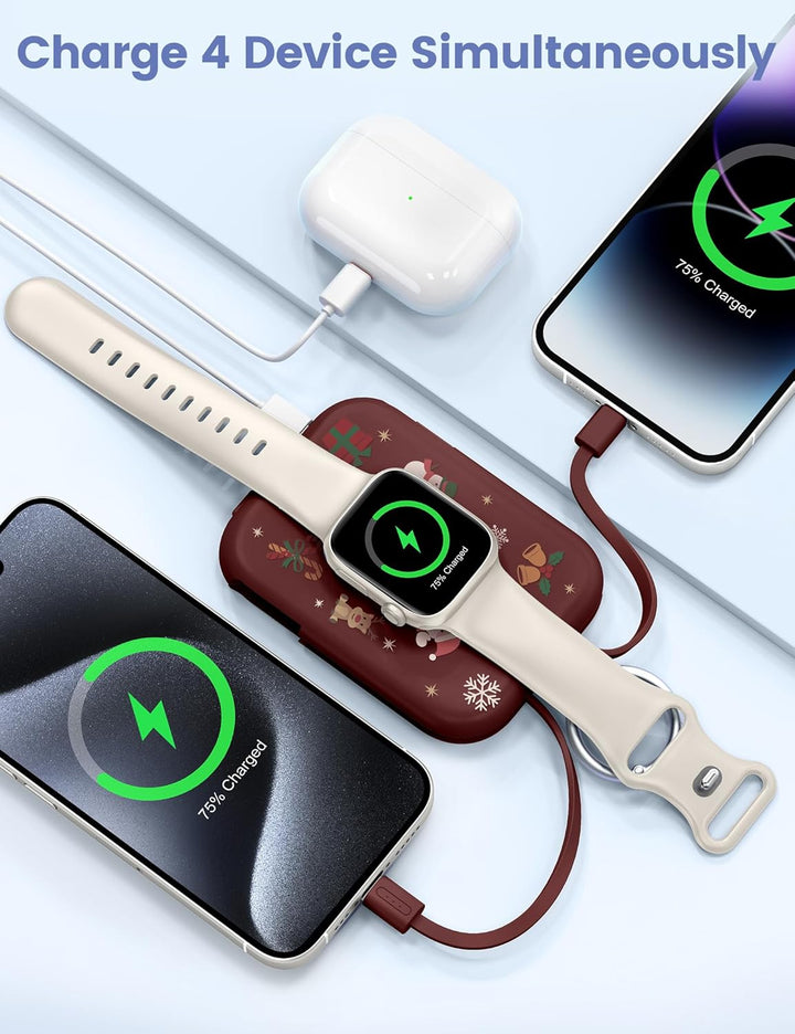 RORRY Batería externa, cargador portátil de 5000 mAh con cables int...