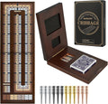 Juego de mesa de madera mejorado de 4 pistas, marcador magnético plegable de 16 pulgadas con ranura grande para almacenar 1 carta de juego y 12 clavijas de metal, instrucciones incluidas para