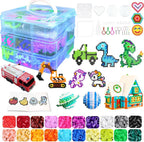 Kit de Cuentas Fusibles para Niños - 11000 Cuentas Fusibles, 20 Colores, 5mm, Juego de Manualidades con Caja de Almacenamiento, Tableros de Conexión, Papel de Planchado y Accesorios, Juguetes y