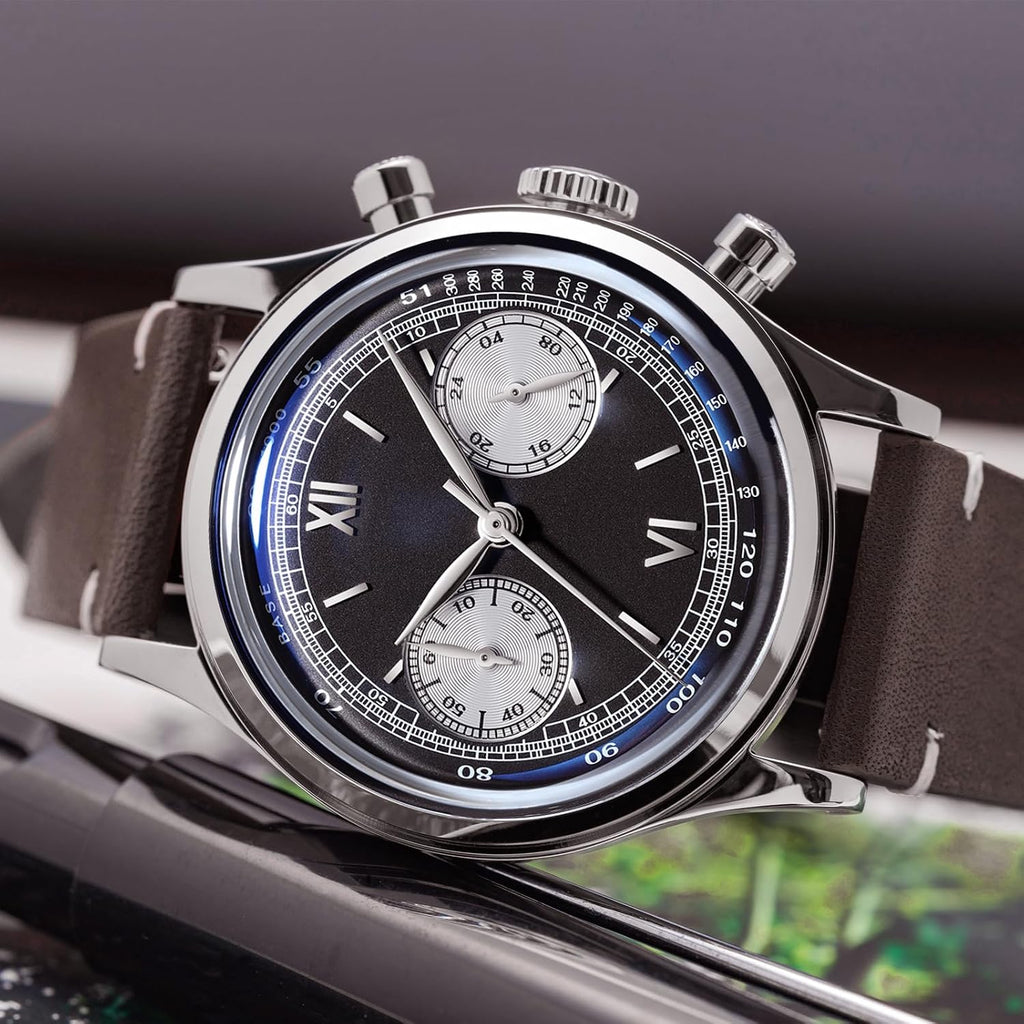 ADDIESDIVE Reloj de hombre Sweep Seconds impermeable de cuero cronógrafo