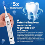 Puur Smile - Cepillo de dientes eléctrico de cerdas suaves, recargable con carga inalámbrica, 2 cabezales de cepillo (LED azul) para adultos, 4 modos de limpieza con temporizador inteligente, IPX7 impermeable, batería de larga duración