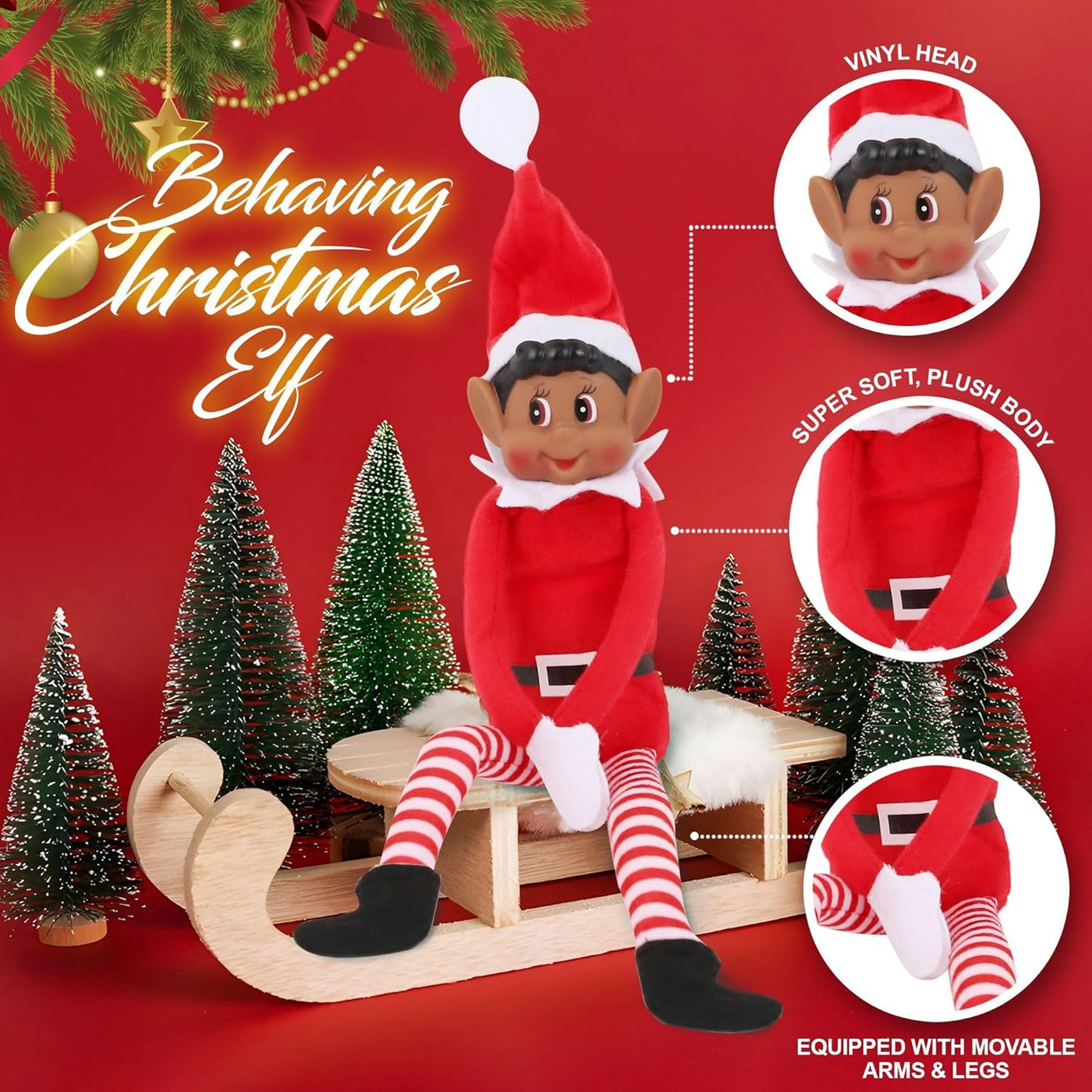 Peluche de elfo navideño que se comporta mal muñeca larga
