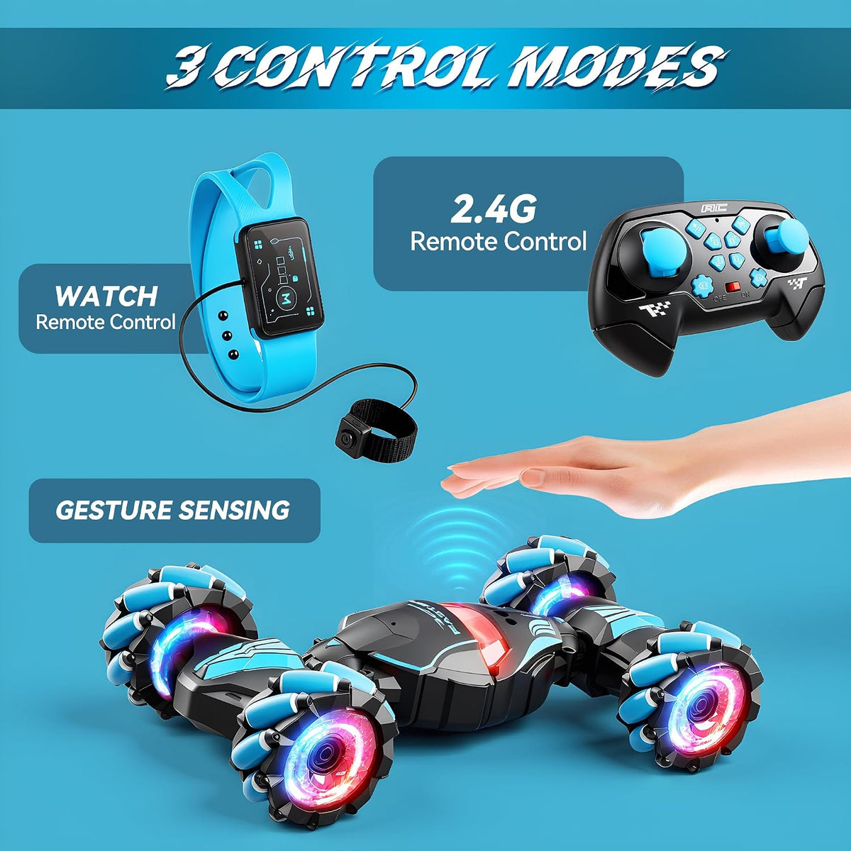 Auto de acrobacias RC con detección de gestos, auto giratorio controlado a