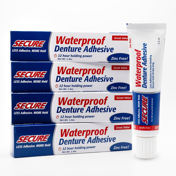 Secure Adhesivo para Dentaduras Impermeable - Sin Zinc - Extra Fuer...