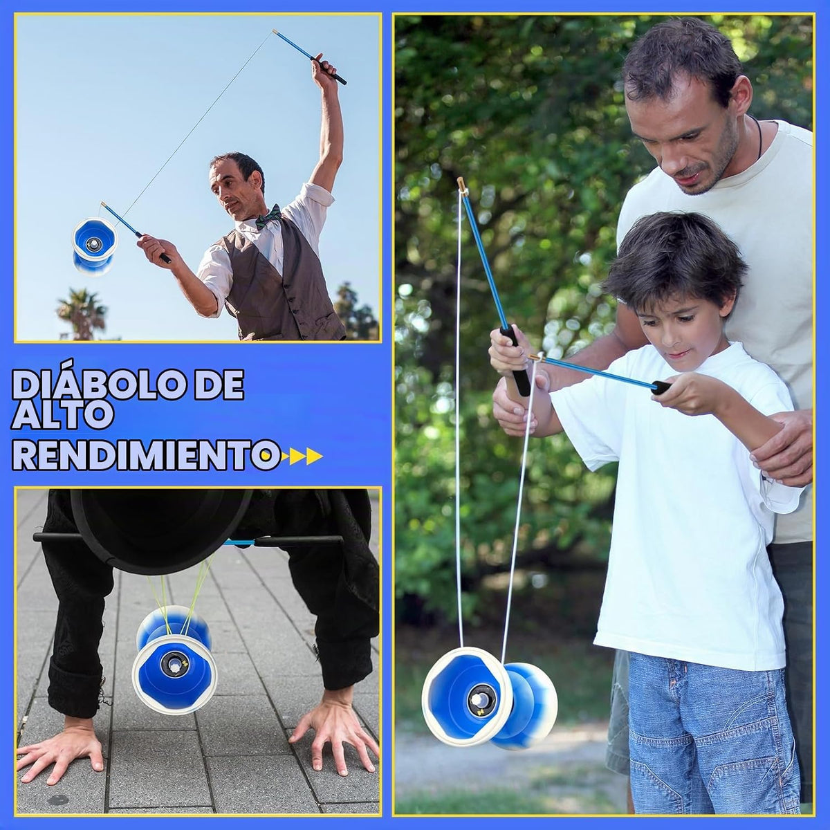 MD01 Yoyo chino para niños y adultos, diábolo profesional de triple