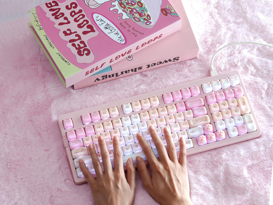 ZORNHER ZH980 Pink Mechanical Keyboard,95% Cat Keyboard Cute,Kawaii...