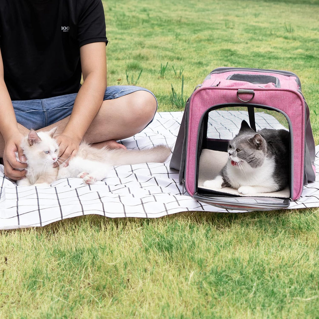 Transportador de mascotas para gatos grandes y medianos, jaula de mascotas de lados suaves para cachorros