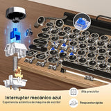 Teclado de máquina de escribir retro, teclado mecánico inalámbrico...