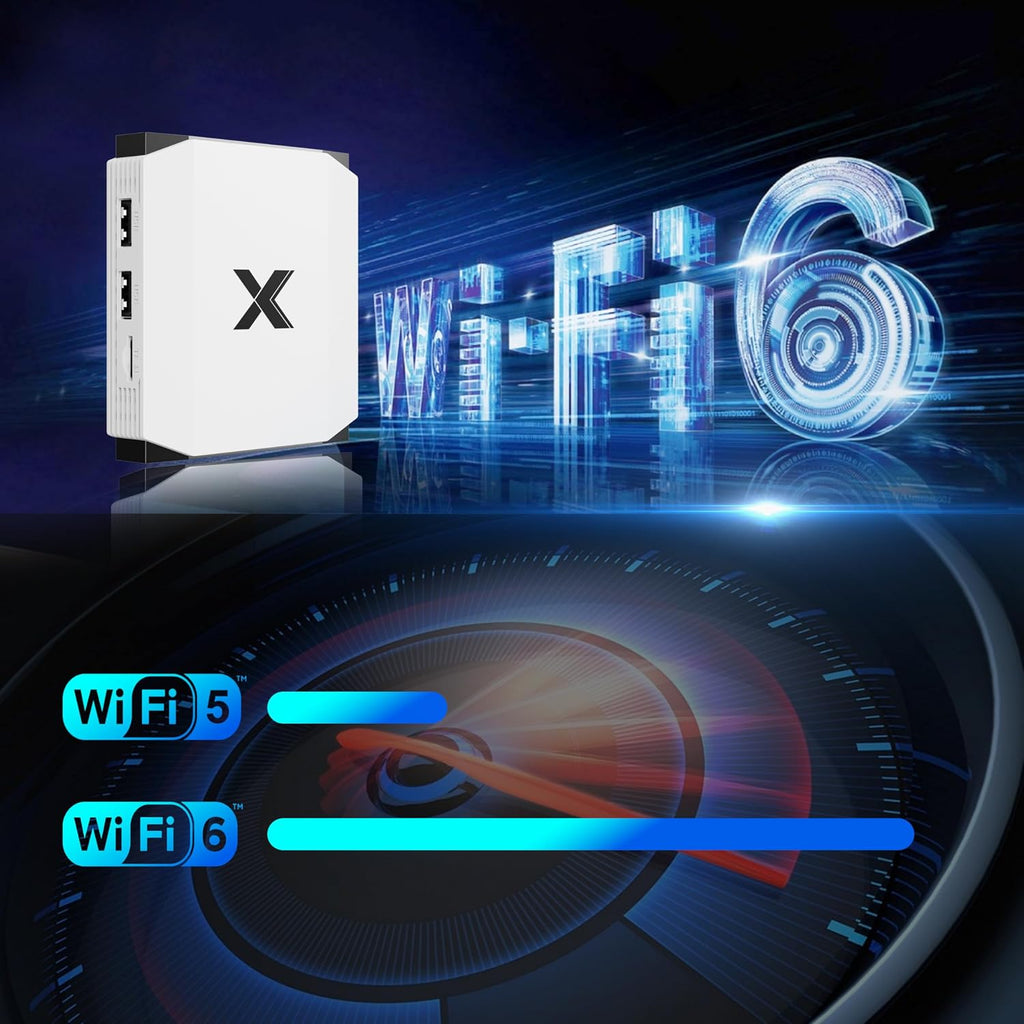 Android TV Box 4GB RAM 32GB ROM, 4K Ultra HD HDR Quad Core Set Top Box, Dual Band 2.4G 5G WiFi Bluetooth 5.0, Plug & Play Smart TV Box para TV antiguo no inteligente