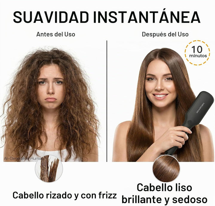 MEGAWISE - Cepillo alisador de cabello, cepillo de cerámica iónica...