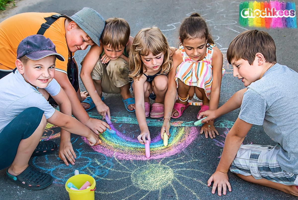 Chochkees 180 tizas jumbo surtidas para acera, tiza lavable de color neón, ideal para arte al aire libre, niños y niñas, perfecto para recuerdos de fiesta, 4 pulgadas de alto (paquete de 180)