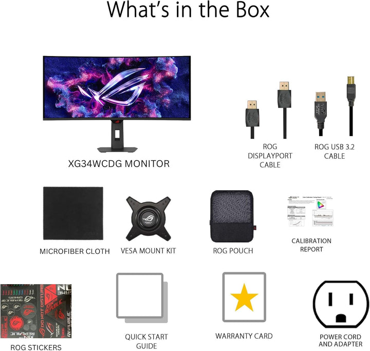 ASUS ROG XG34WCDG - Monitor para juegos OLED G-SYNC ultraancho de 3...