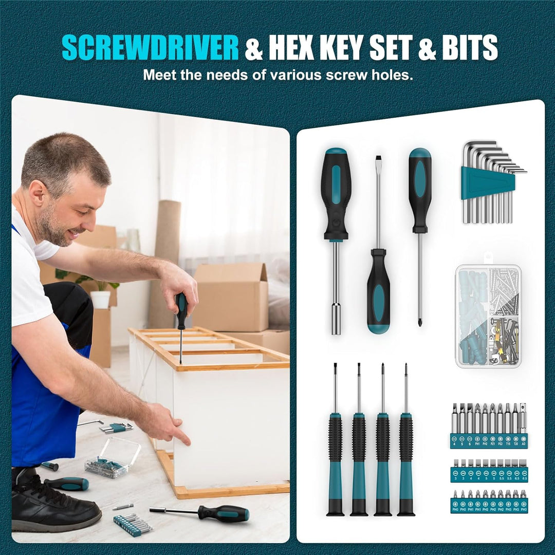 Kit de herramientas Sundpey 206 piezas con taladro - Juego de talad...