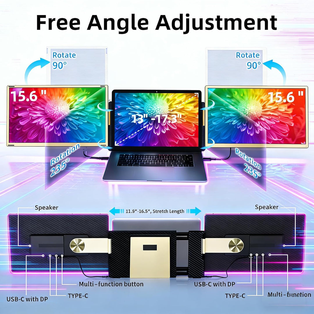 ROYY Extensor de pantalla para laptop Triple Monitor \u2013 Monitor...