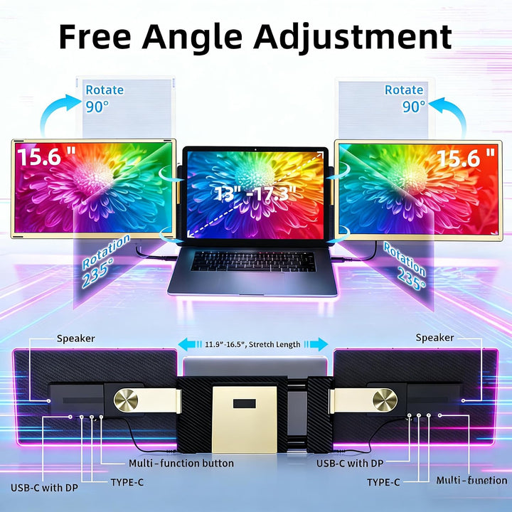 ROYY Extensor de pantalla para laptop Triple Monitor \u2013 Monitor...
