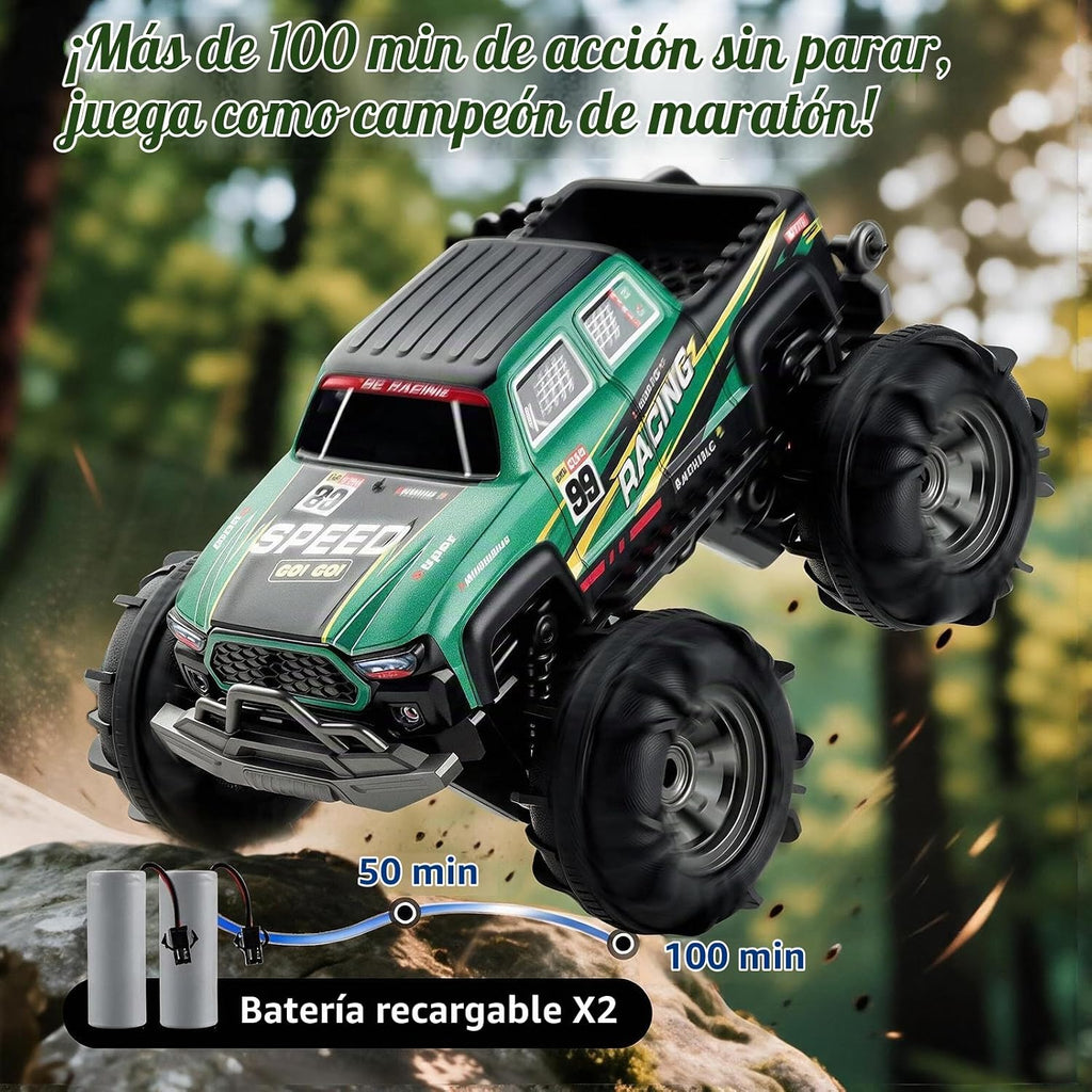 Coche de control remoto, Camión de control remoto, 2.4Ghz Todo Terreno fuera de carretera Monster Truck RC Coches Juguetes (Verde)