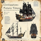 JMBricklayer negro Pirate Ship Model Building Set con Lights para Adults